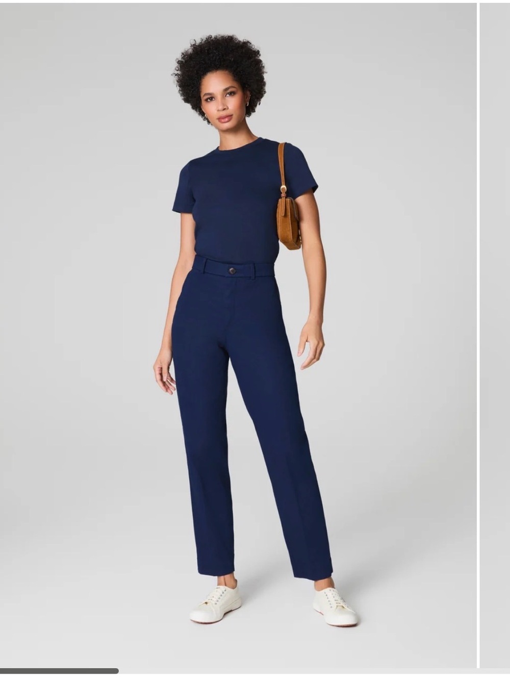 Spanx Stretch Twill Straight Leg Pants Timeless Navy Blue Women's Size M NWT